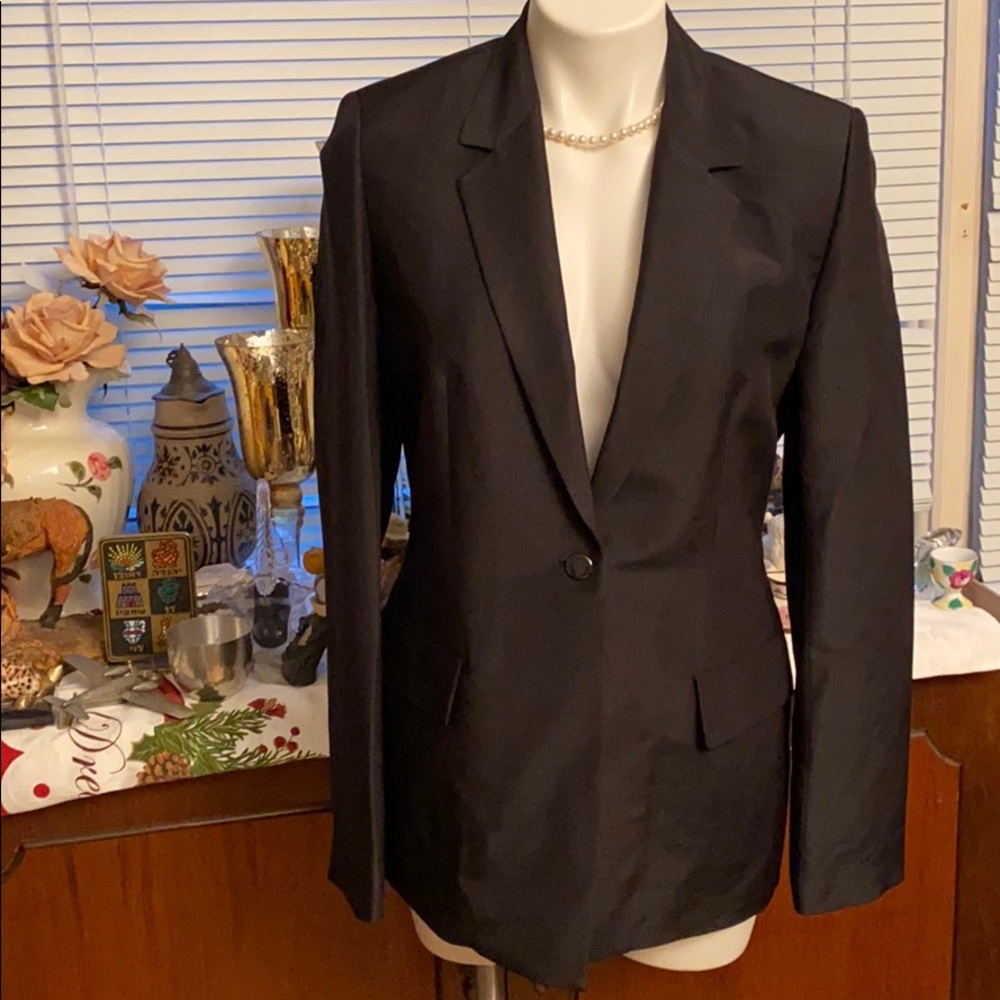 Magaschoni wool/silk blazer jet black size 6 NWT